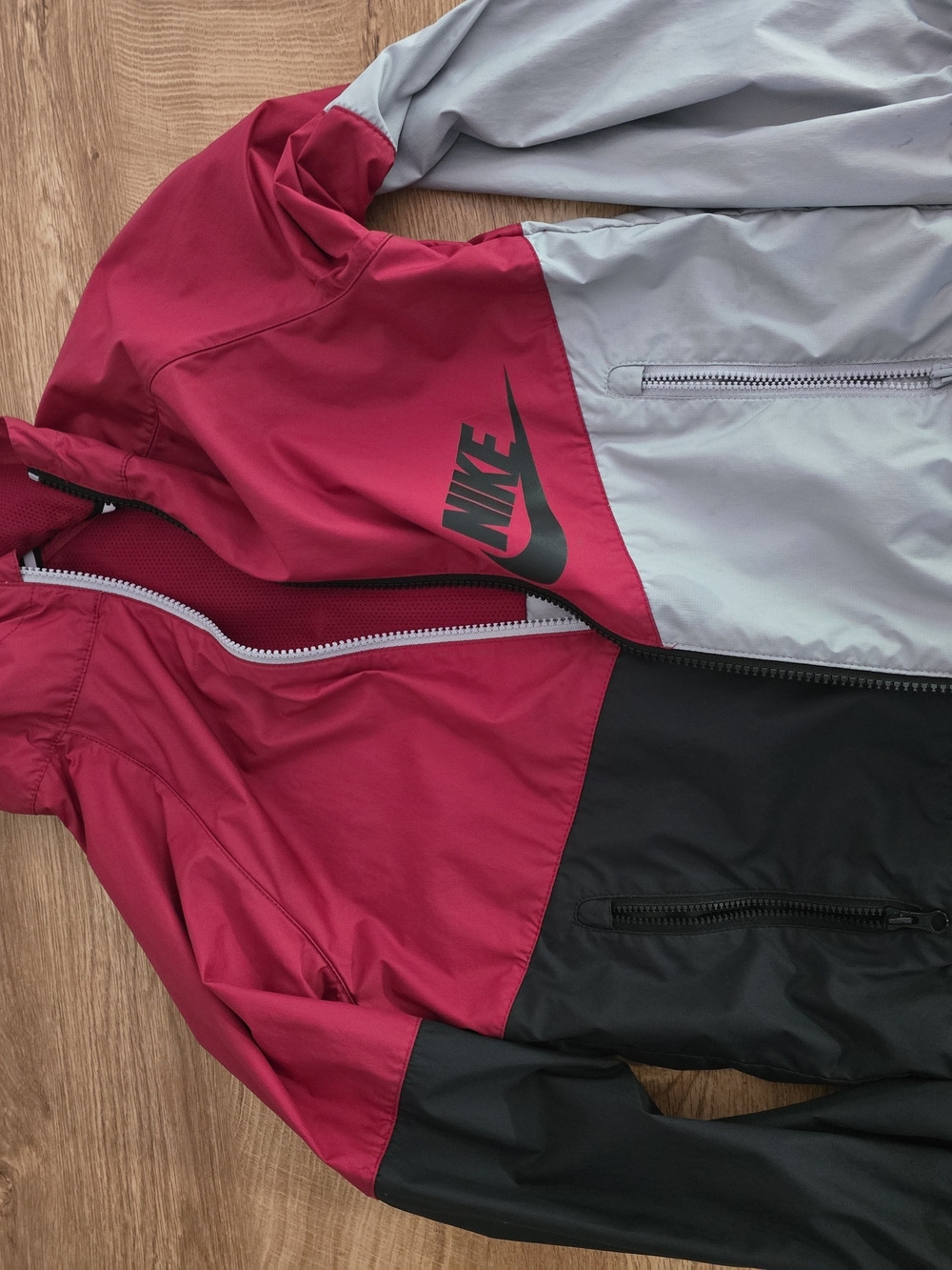 Nike Kids Colorblock Rain Jacket - Red, Gray, Black
